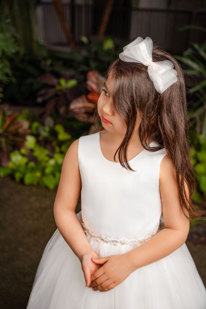 Evelyn Satin Girls Dress | Luxe Kidz